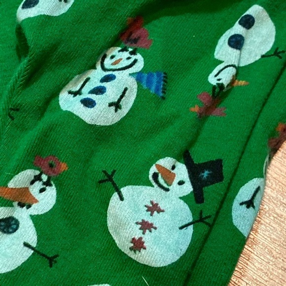 Baby Gap Christmas Pajamas Set Green Red Snowman Bird Holiday Outfit - Picture 3 of 4